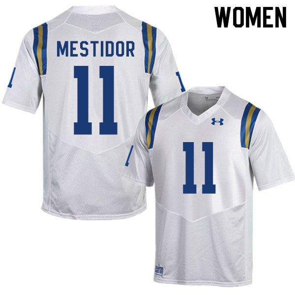 Women #11 Kenny Mestidor UCLA Bruins College Football Jerseys Sale-White - Click Image to Close